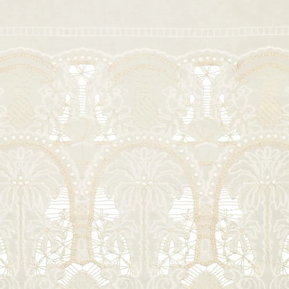 Broderie katoen ecru borduursel